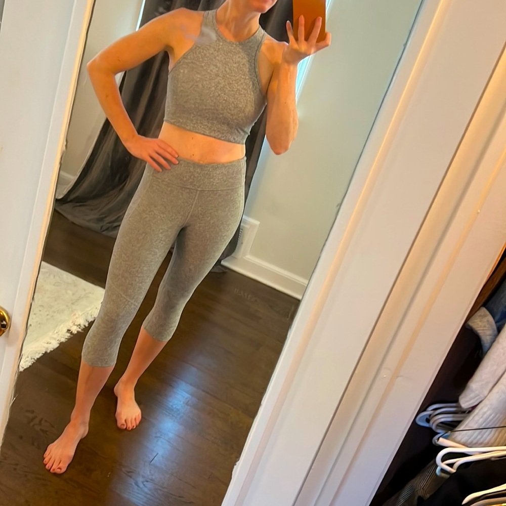 Outdoor Voices Gray Heather Racerback Crop Tank